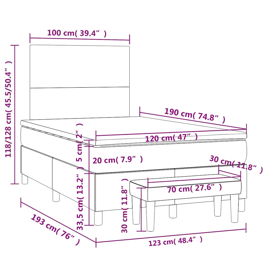 Giroletto a Molle con Materasso Blu 120x190 cm in Tessuto | homemem39