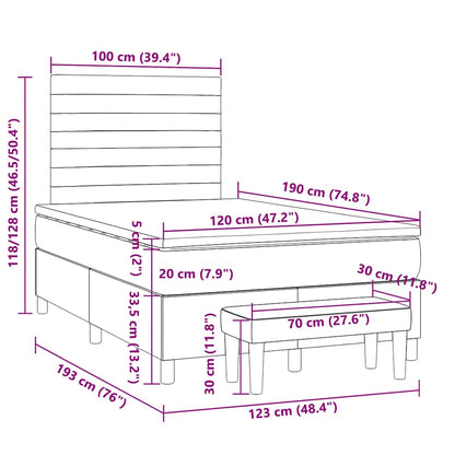Giroletto a Molle con Materasso Grigio Chiaro 120x190cm Tessuto - homemem39