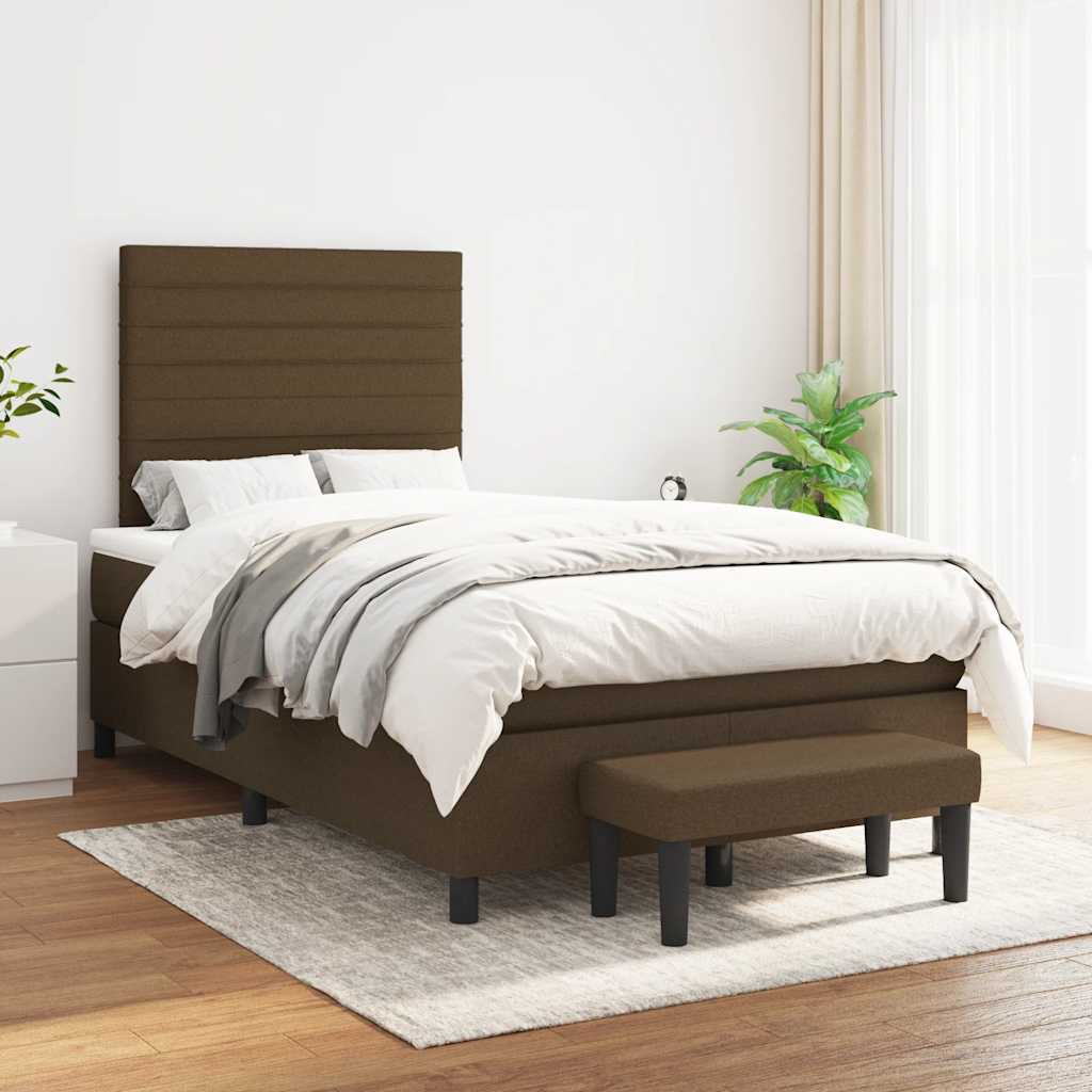 Giroletto a Molle con Materasso Marrone Scuro 120x190cm Tessuto | homemem39