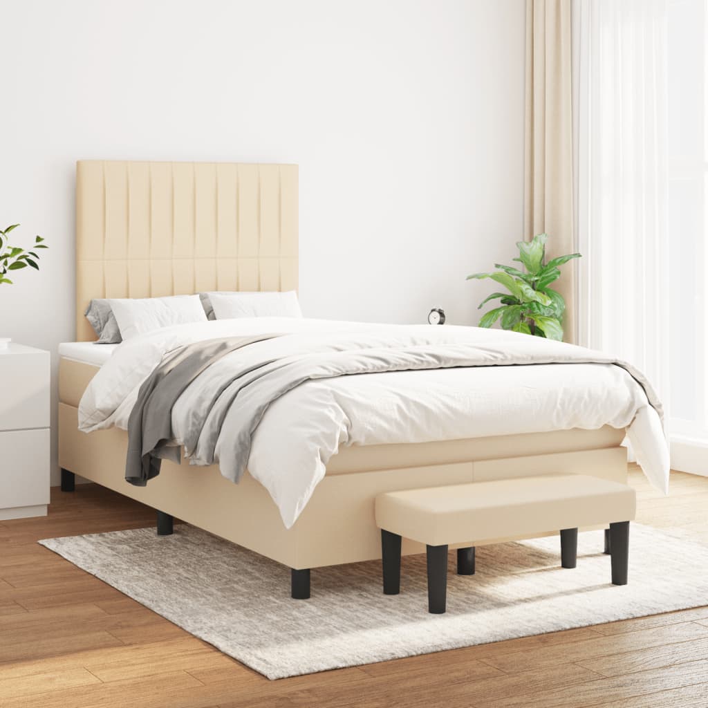Giroletto a Molle con Materasso Crema 120x190 cm in Tessuto | homemem39