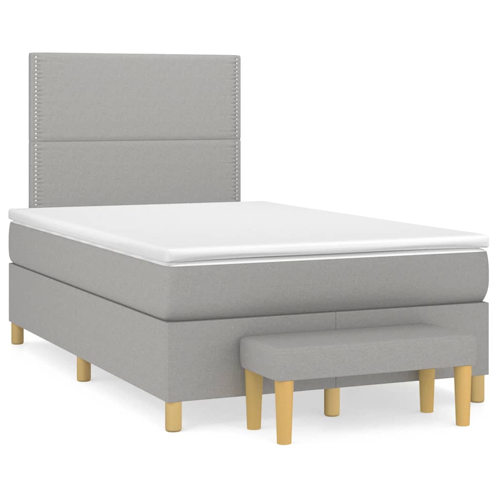 Giroletto a Molle con Materasso Grigio Chiaro 120x190cm Tessuto | homemem39