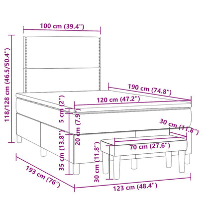 Giroletto a Molle con Materasso Marrone Scuro 120x190cm Tessuto | homemem39