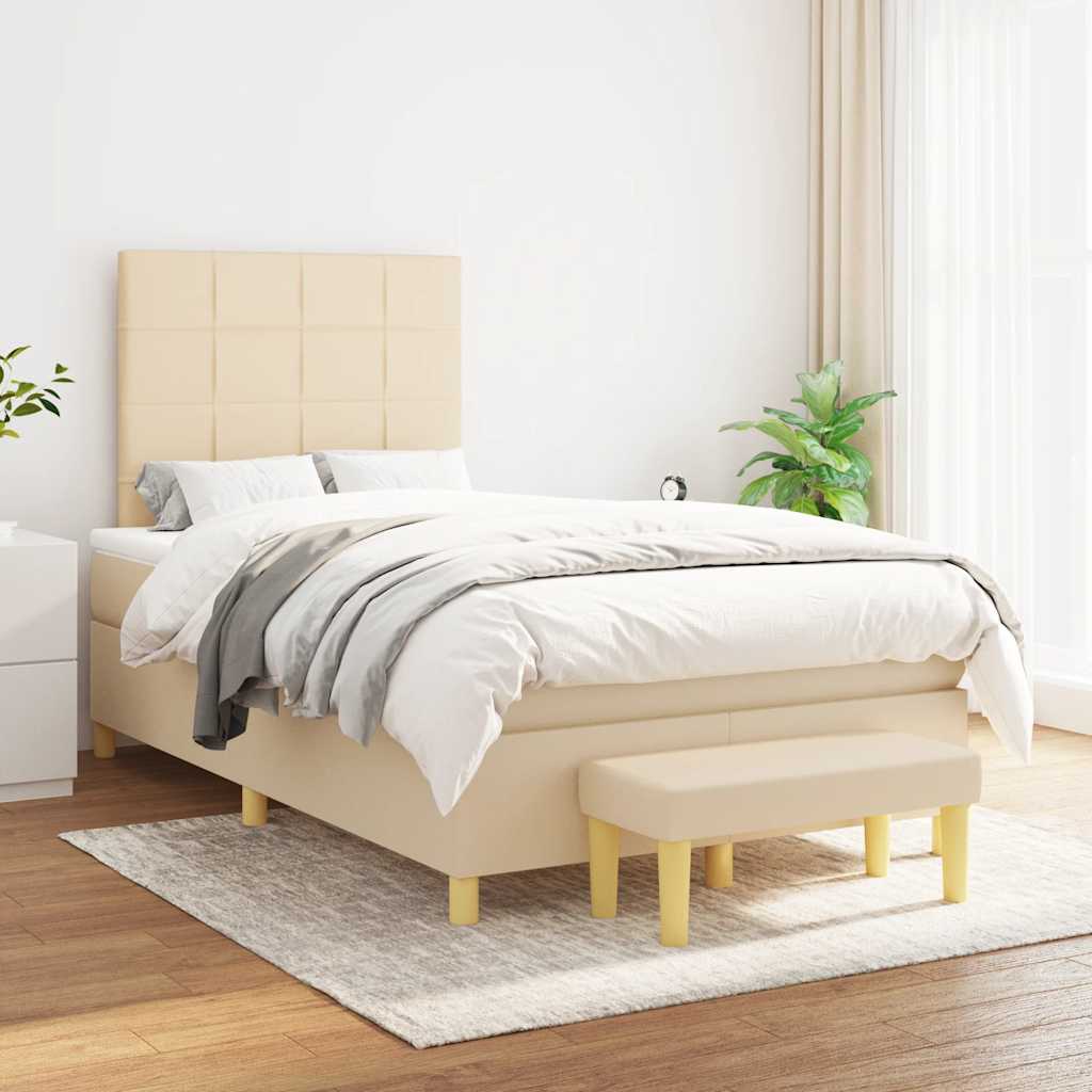 Giroletto a Molle con Materasso Crema 120x190 cm in Tessuto | homemem39