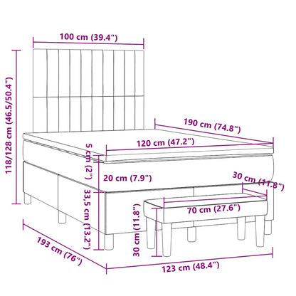 Giroletto a Molle con Materasso Grigio Scuro 120x190cm Tessuto - homemem39