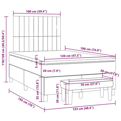 Giroletto a Molle con Materasso Marrone Scuro 120x190cm Tessuto | homemem39