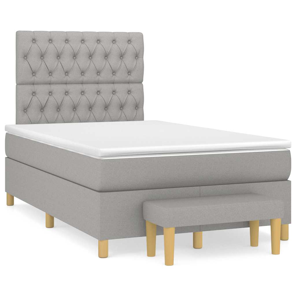 Giroletto a Molle con Materasso Grigio Chiaro 120x190cm Tessuto | homemem39