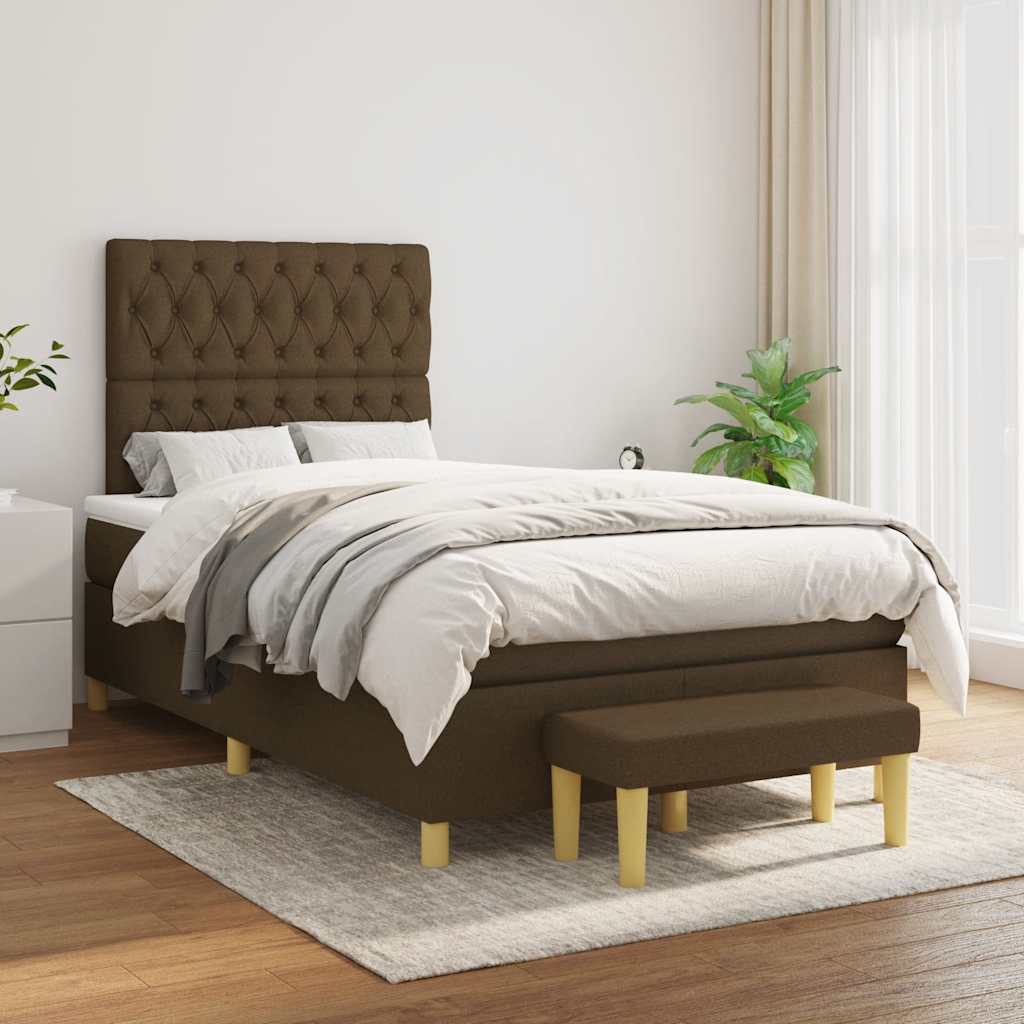Giroletto a Molle con Materasso Marrone Scuro 120x190cm Tessuto | homemem39
