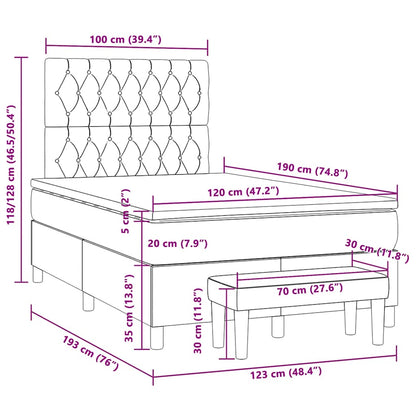 Giroletto a Molle con Materasso Tortora 120x190 cm in Tessuto | homemem39