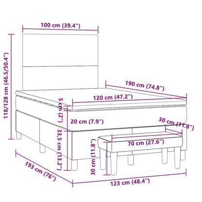 Giroletto a Molle con Materasso Bianco 120x190 cm in Similpelle | homemem39