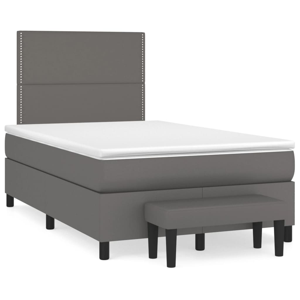 Giroletto a Molle con Materasso Grigio 120x190 cm in Similpelle | homemem39