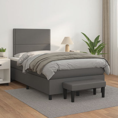 Giroletto a Molle con Materasso Grigio 120x190 cm in Similpelle | homemem39