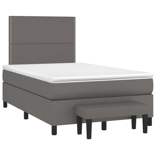 Giroletto a Molle con Materasso Grigio 120x190 cm in Similpelle | homemem39