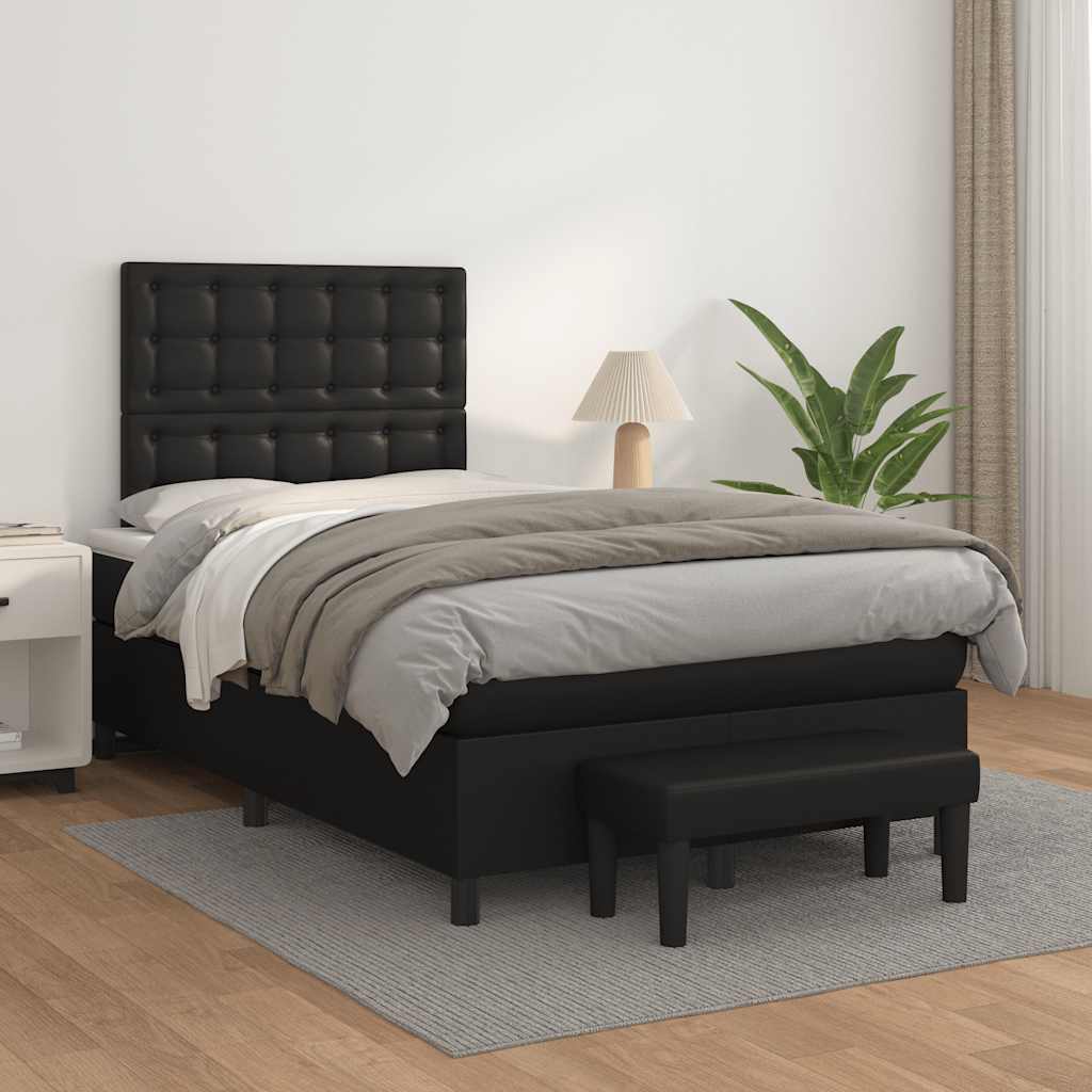 Giroletto a Molle con Materasso Nero 120x190 cm in Similpelle | homemem39