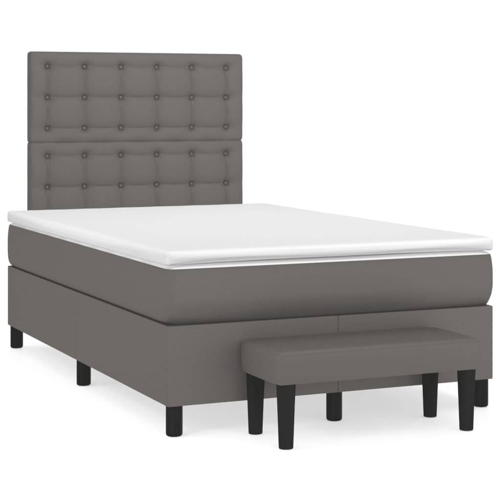 Giroletto a Molle con Materasso Grigio 120x190 cm in Similpelle | homemem39