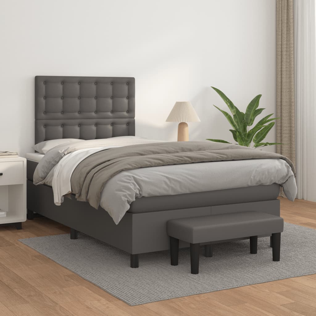 Giroletto a Molle con Materasso Grigio 120x190 cm in Similpelle | homemem39