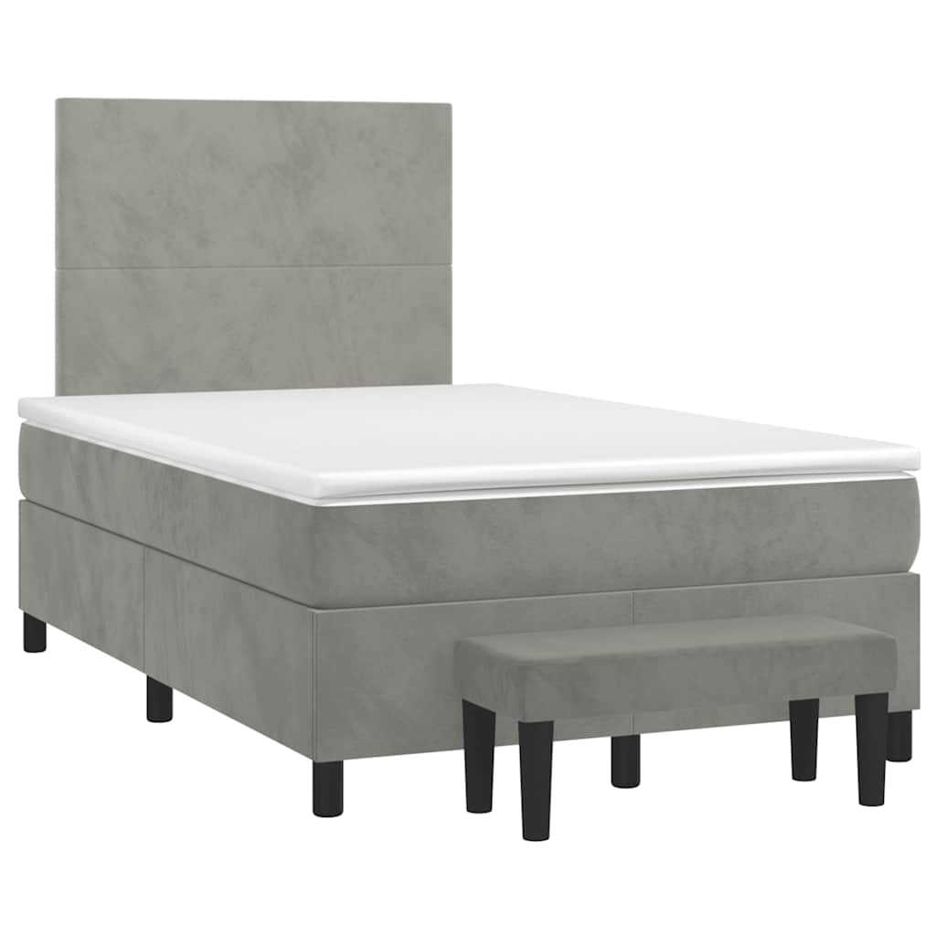 Giroletto a Molle con Materasso Grigio Chiaro 120x190cm Velluto | homemem39