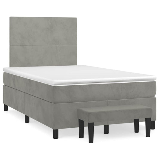 Giroletto a Molle con Materasso Grigio Chiaro 120x190cm Velluto | homemem39