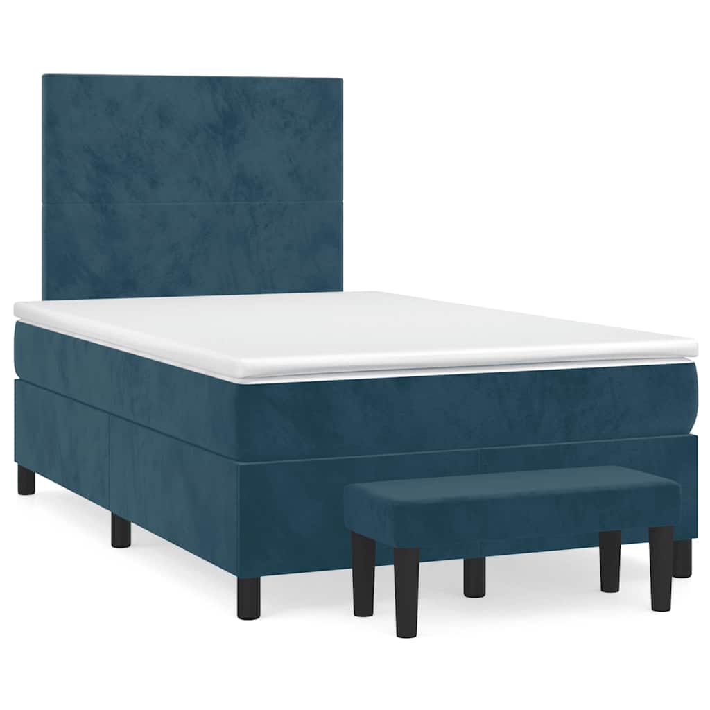 Giroletto a Molle con Materasso Blu Scuro 120x190 cm in Velluto | homemem39