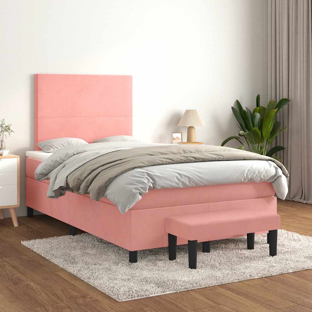 Giroletto a Molle con Materasso Rosa 120x190 cm in Velluto | homemem39