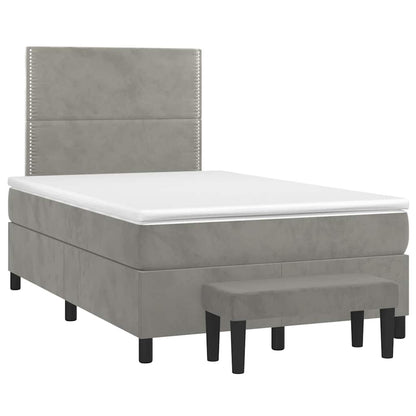 Giroletto a Molle con Materasso Grigio Chiaro 120x190cm Velluto | homemem39