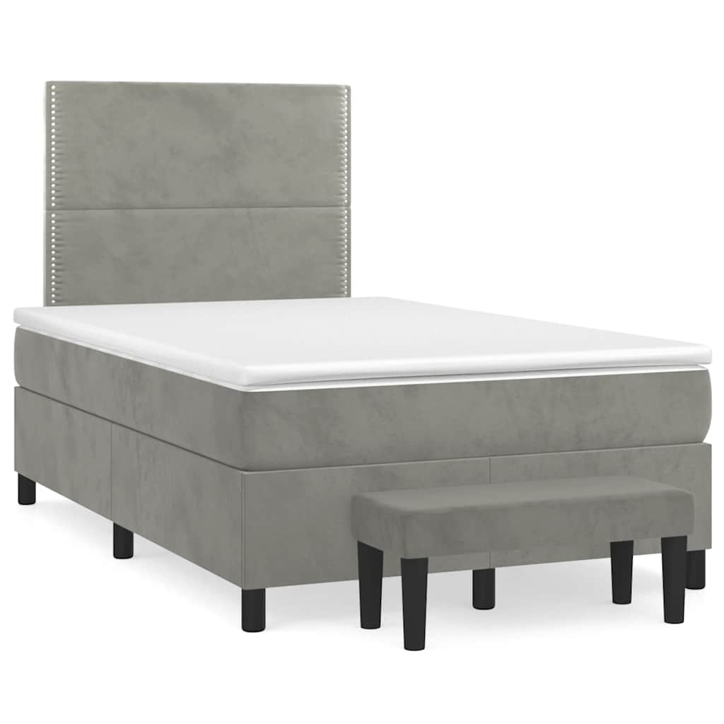 Giroletto a Molle con Materasso Grigio Chiaro 120x190cm Velluto | homemem39