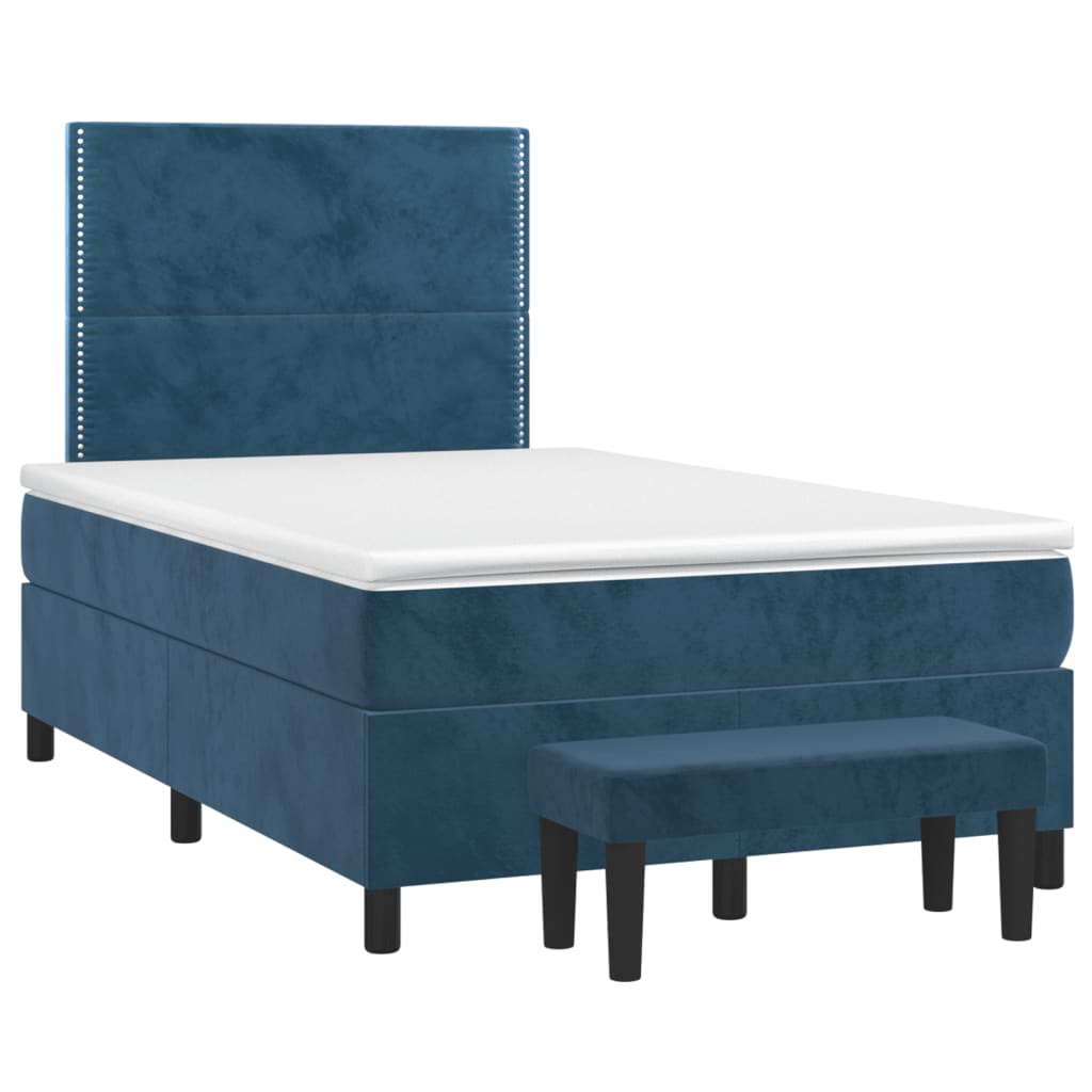 Giroletto a Molle con Materasso Blu Scuro 120x190 cm in Velluto | homemem39