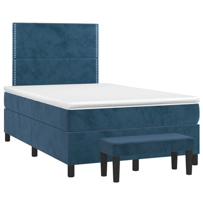 Giroletto a Molle con Materasso Blu Scuro 120x190 cm in Velluto | homemem39