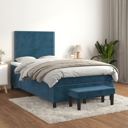 Giroletto a Molle con Materasso Blu Scuro 120x190 cm in Velluto | homemem39