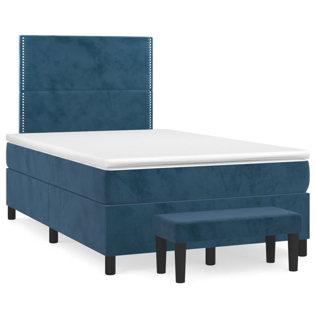 Giroletto a Molle con Materasso Blu Scuro 120x190 cm in Velluto | homemem39