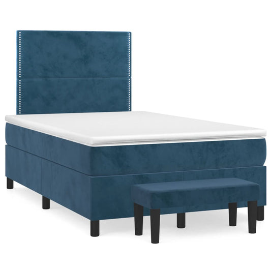 Giroletto a Molle con Materasso Blu Scuro 120x190 cm in Velluto | homemem39
