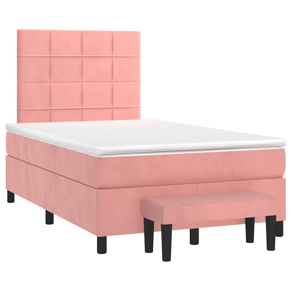 Giroletto a Molle con Materasso Rosa 120x190 cm in Velluto | homemem39