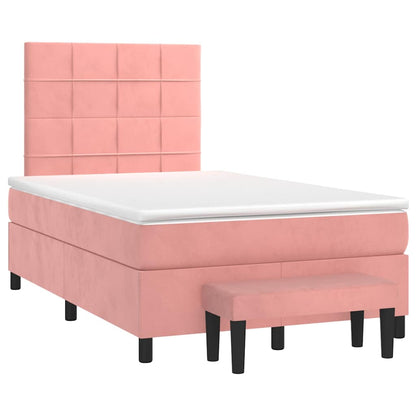 Giroletto a Molle con Materasso Rosa 120x190 cm in Velluto | homemem39
