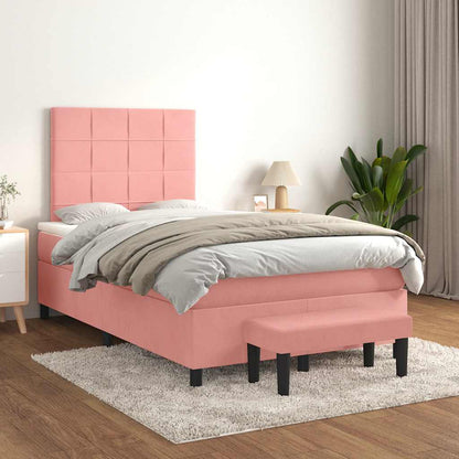 Giroletto a Molle con Materasso Rosa 120x190 cm in Velluto | homemem39