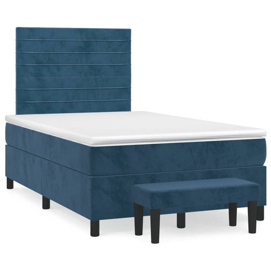 Giroletto a Molle con Materasso Blu Scuro 120x190 cm in Velluto | homemem39
