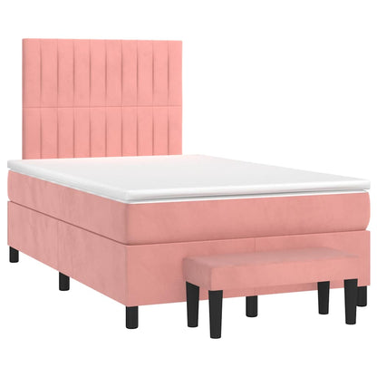 Giroletto a Molle con Materasso Rosa 120x190 cm in Velluto | homemem39