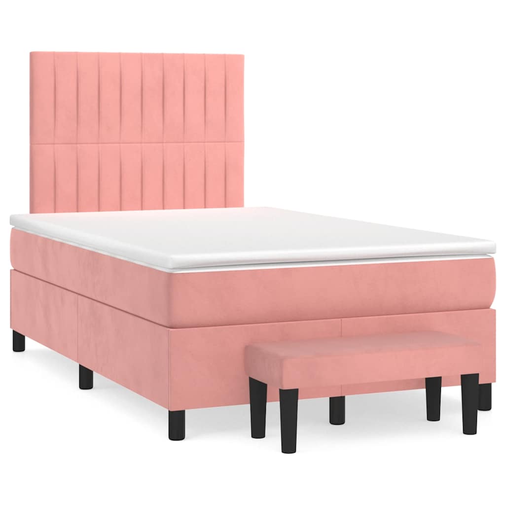 Giroletto a Molle con Materasso Rosa 120x190 cm in Velluto | homemem39