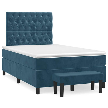 Giroletto a Molle con Materasso Blu Scuro 120x190 cm in Velluto | homemem39