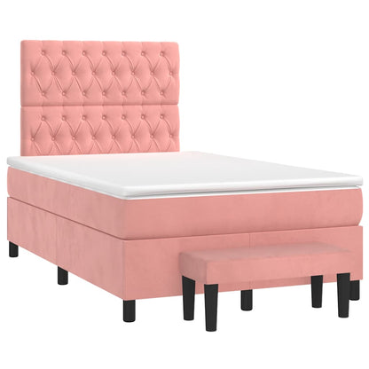Giroletto a Molle con Materasso Rosa 120x190 cm in Velluto
