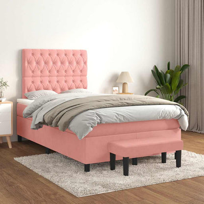 Giroletto a Molle con Materasso Rosa 120x190 cm in Velluto | homemem39