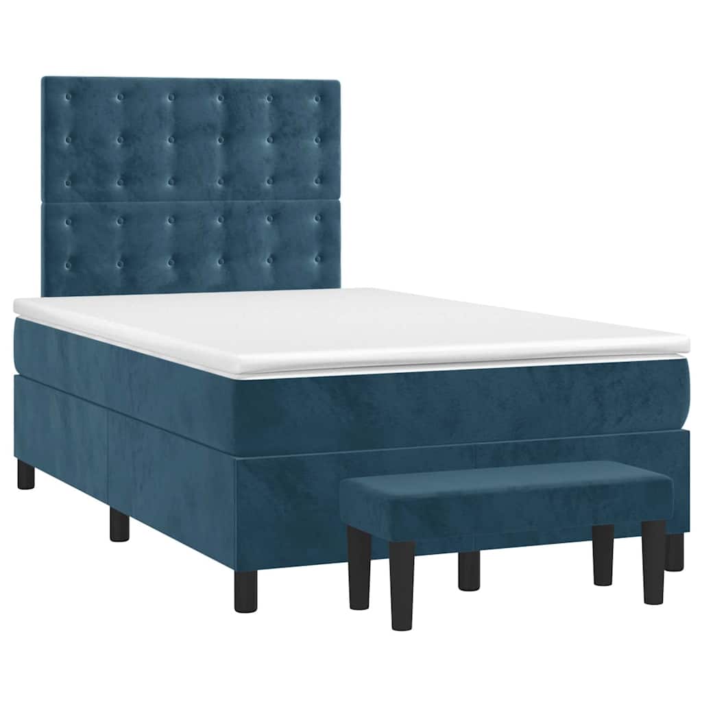 Giroletto a Molle con Materasso Blu Scuro 120x190 cm in Velluto | homemem39