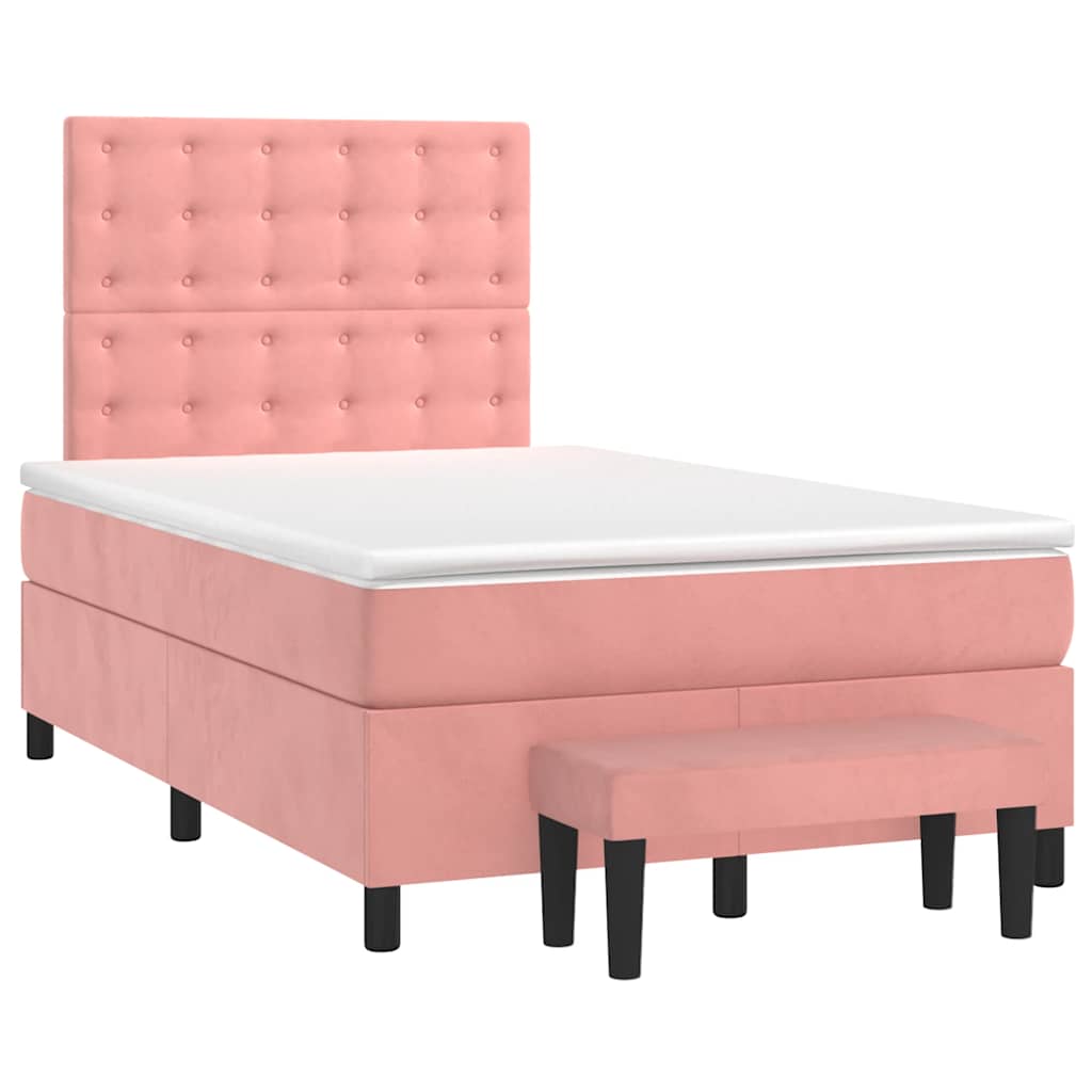 Giroletto a Molle con Materasso Rosa 120x190 cm in Velluto | homemem39