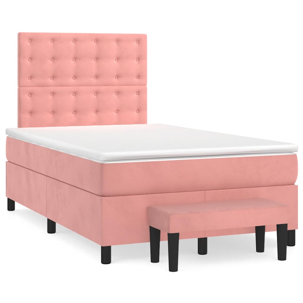 Giroletto a Molle con Materasso Rosa 120x190 cm in Velluto | homemem39