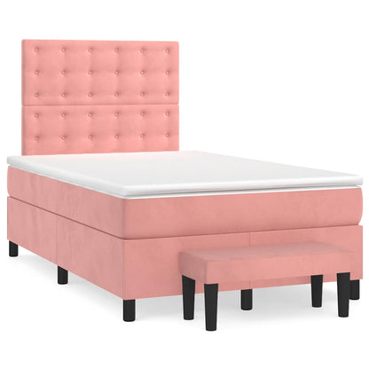 Giroletto a Molle con Materasso Rosa 120x190 cm in Velluto | homemem39