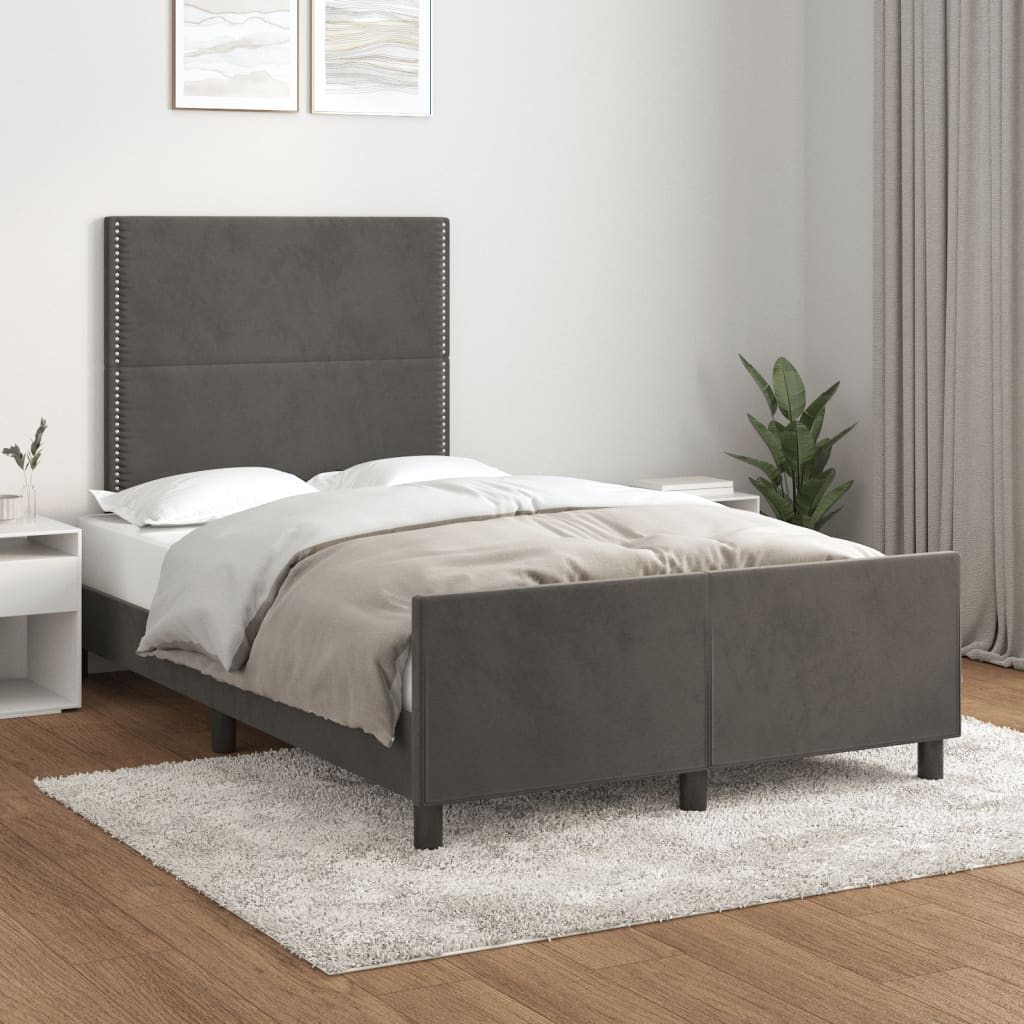 Giroletto senza Materasso Grigio Scuro 120x190 cm Velluto - homemem39