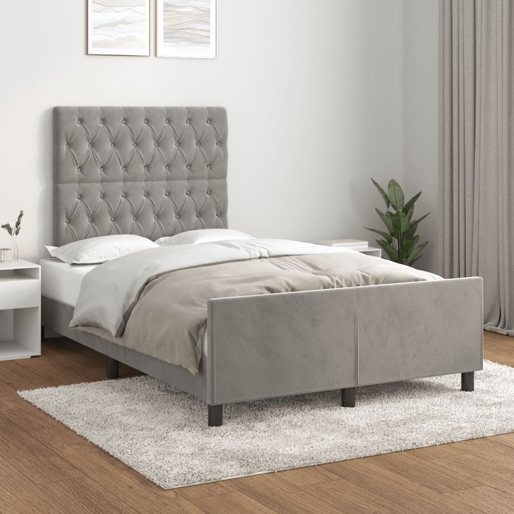 Giroletto senza Materasso Grigio Chiaro 120x190 cm Velluto - homemem39