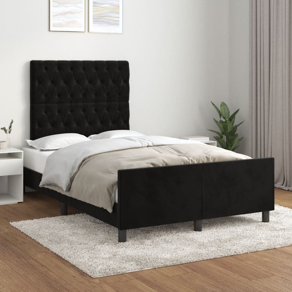 Giroletto senza Materasso Nero 120x190 cm Velluto