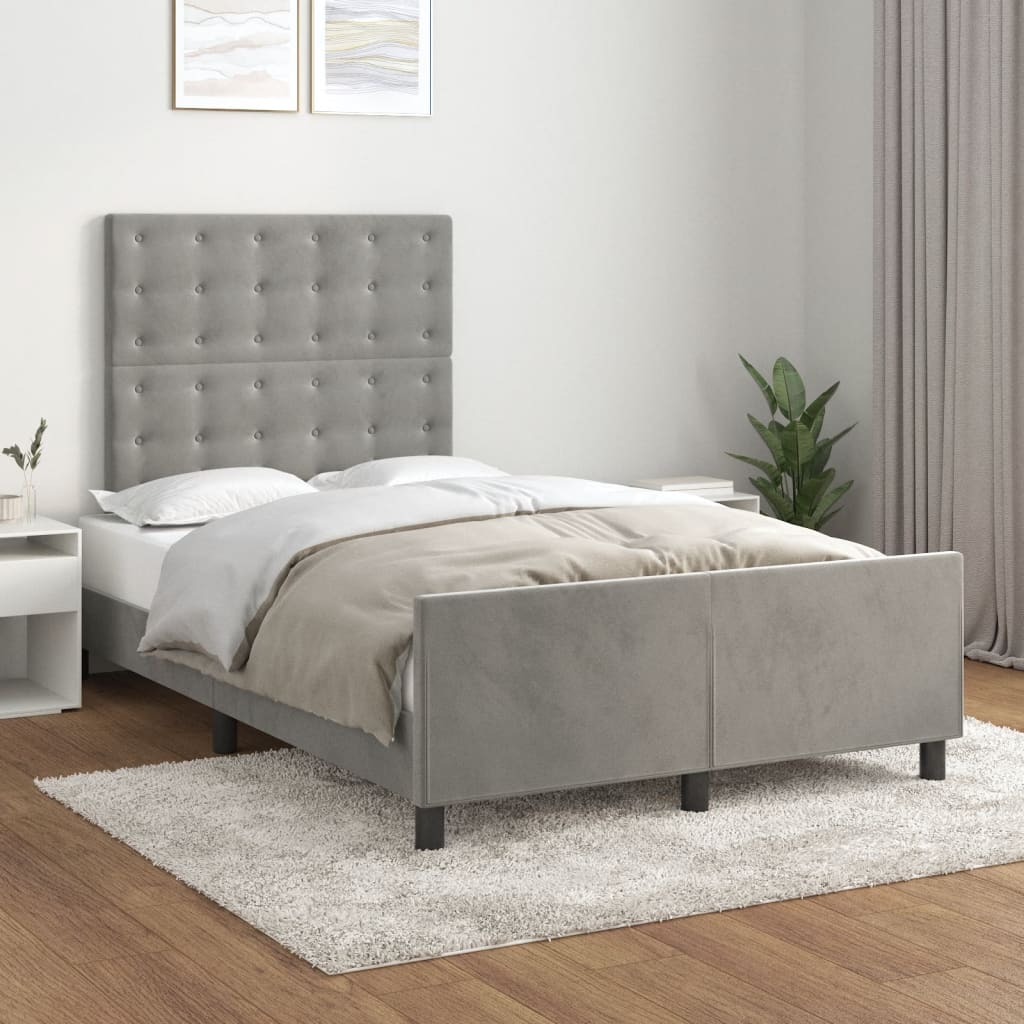 Giroletto senza Materasso Grigio Chiaro 120x190 cm Velluto - homemem39