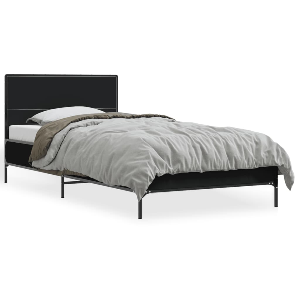 Giroletto Nero 90x200 cm in Legno Multistrato e Metallo | homemem39