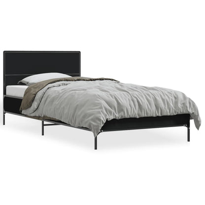 Giroletto Nero 90x200 cm in Legno Multistrato e Metallo | homemem39