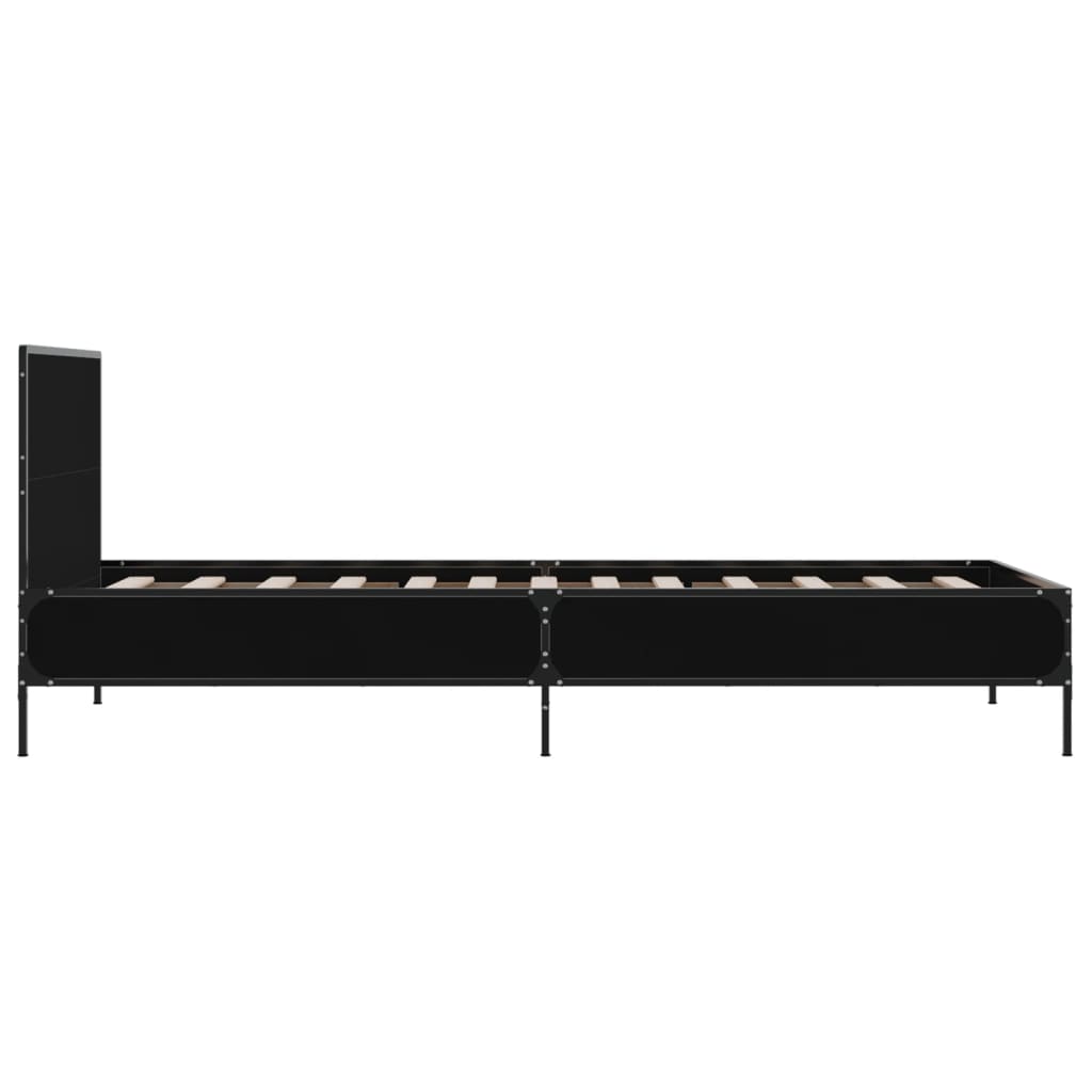 Giroletto Nero 90x200 cm in Legno Multistrato e Metallo - homemem39